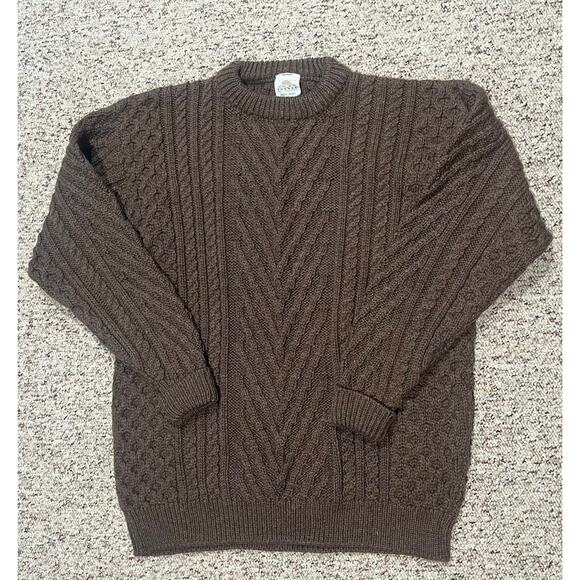 Bonnor of Ireland 100% Wool Brown Cable Knit Warm Cozy Fall Winter Size XXL - Picture 1 of 7